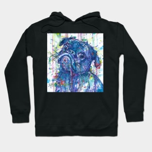 PUG - watercolor and ink portrait Hoodie